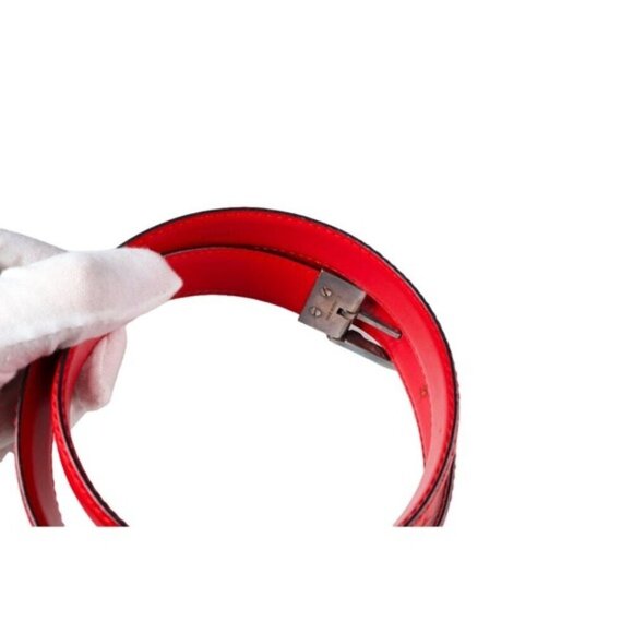 Louis Vuitton 85/34 Red Epi Leather Ceinture Belt Silver Buckle - Picture 3 of 8